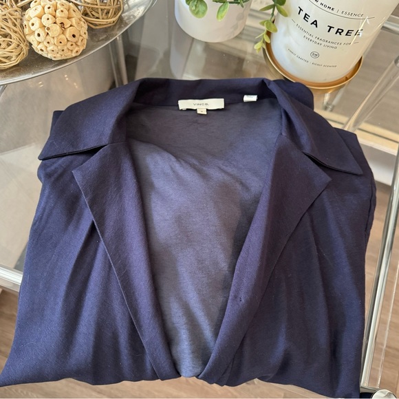 NEW! VINCE Linen Blend Navy Wrap Around. - Picture 4 of 6